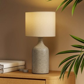 HOMCOM Lampa stołowa, lampka nocna biurkowa z ceramiczną podstawą, lnianym kloszem, 22x22x45 cm Piaskowy brąz+biały