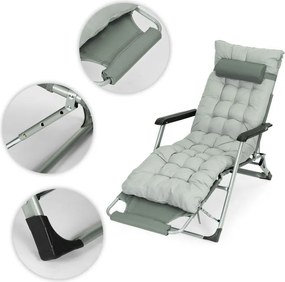Leżak ogrodowy, składany, z poduszką Malta 010, szary
