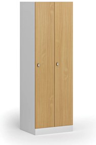 Szafka ubraniowa, 2-drzwiowa, 1850 x 600 x 500 mm, demontaż, zamek obrotowy, drzwi laminowane, buk