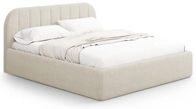 Kremowe tapicerowane łóżko dwuosobowe ze schowkiem ze stelażem 140x200 cm Juno – Windsor & Co Sofas