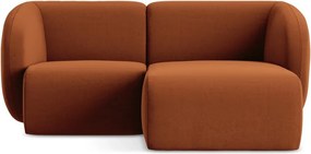 Aksamitny narożnik (prawostronny/z szezlongiem) w kolorze terakoty Lani – Makamii