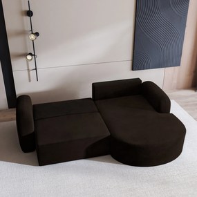 Masseno Narożnik AMILIA z funkcją spania i pojemnikiem na pościel Narozniki L, Rozkładana sofa - Brązowy, MONOLITH 29