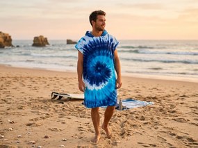 Plażowe poncho BATIK WAVE niebieskie 80x145 cm