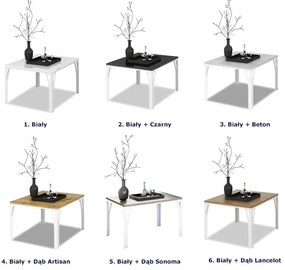 Nowoczesny stolik kawowy biały + dąb lancelot Galapi 3X