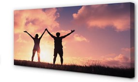 Fotoobraz na płótnie Ludzie o Zachodzie Słońca