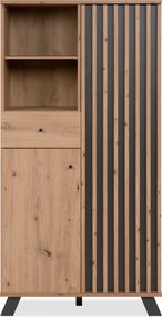 Wysoka komoda z lamelami Medan dąb artisan/antracyt