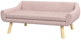 PawHut Sofa dla zwierząt Sofa dla psa, Skandynawski design, wyjmowany materiał, welur, 102 cm x 58,5 cm x 42,5 cm, różowy + naturalny