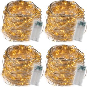 Zestaw 4 przewodów świetlnych 40 LED, ciepła biel