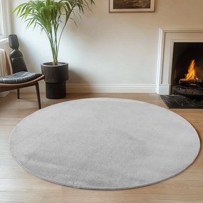 Dywan pluszowy Joy srebrny 120 cm x 120 cm koło