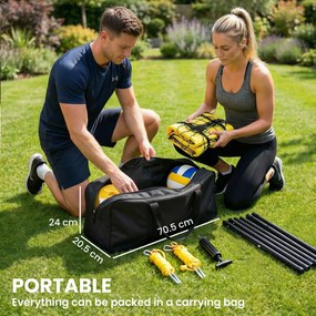 SPORTNOW Zestaw do badmintona, przenośna siatka do badmintona z regulacją wysokości, torba transportowa 950 x 100 x 248 cm, czarna | Aosom PL