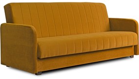 Sofa z Funkcją Spania PORTO Wersalka Rozkładana Dwuosobowa Musztardowa Nowoczesna do Salonu