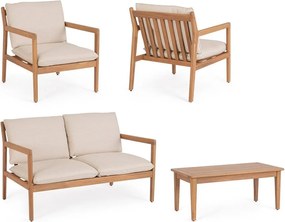 Zestaw mebli ogrodowych z litego drewna akacjowego w naturalnym kolorze dla 4 osób Danubio – Bizzotto