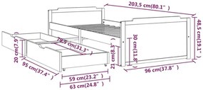 Drewniane Łóżko Z Szufladami Miodowy Brąz 90X200 Skania 16X