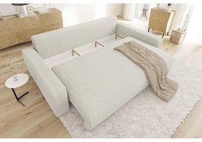 Kremowa sztruksowa rozkładana sofa ze schowkiem 234 cm Sara – Ropez