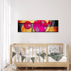 Abstrakcyjny obraz z historycznymi symbolami (170x50 cm)