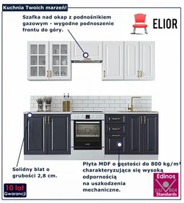 Klasyczne meble kuchenne 240 cm granatowy + biały W1-Z96