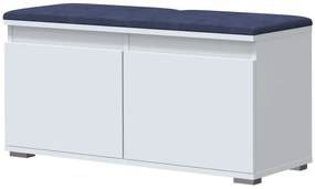 Szafka na buty z siedziskiem do przedpokoju biały + granat - Risix 5X
