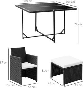 Outsunny 9-cz. komplet ogrodowy stół z krzesłami z technorattanu zestaw wypoczynkowy szary