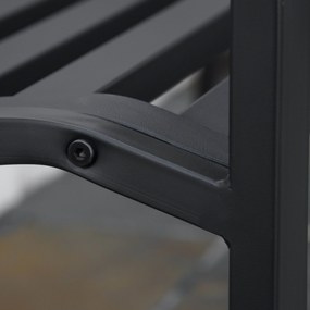 Outsunny Metalowa Ławka Ogrodowa 2-osobowa Czarna Stylowa z Oparciem i Podłokietnikami 128x585x89cm | Aosom PL