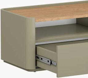 Szafka RTV Amilio 200 cm z szufladami - eukaliptus / dąb baltic dune / uchwyty dąb naturalny