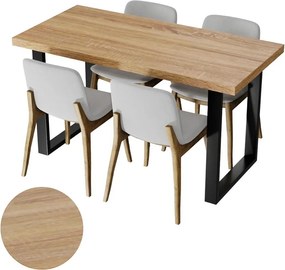 Stół Kuchenny Do Jadalni Loft Kolory Dąb Sonoma Czarne Nogi