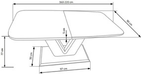 Stół MISTRAL 160(220)x90 biały/srebrny rozkładany HALMAR