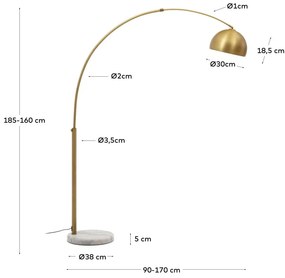 Lampa stojąca w kolorze złota z metalowym kloszem (wys. 185 cm) Madali – Kave Home