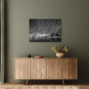 Obraz na szkle - Czarno - biały obraz gwiaździstego nieba (70x50 cm)