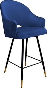 Hoker Velvet krzesło barowe tkanina Welur podstawa metalowa : Kolor nogi - Czano-złota stożek, Kolor tkaniny - VELVET - MG16, Typ siedziska - Siedzisko stałe