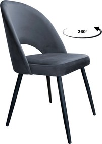 Krzesło Polo tkanina Welur noga metalowa krzesło tapicerowane do jadalni : Kolor nogi - Czarna stożek, Kolor tkaniny - VELVET - BL14, Typ siedziska - Siedzisko obrotowe 360°