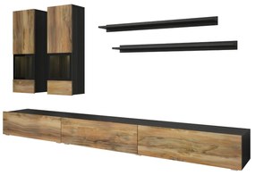 Meblościanka BAROS 270cm orzech/czarna HELVETIA