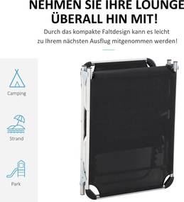 Outsunny Składana Leżanka Ogrodowa z Regulowanym Oparciem i Poduszką