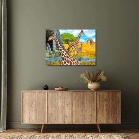 Obraz na szkle - Rodzina żyraf (70x50 cm)