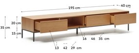 Szafka pod TV w dekorze dębu 195x35 cm Vedrana – Kave Home