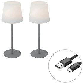 Zewnetrzna Zestaw 2 szare lamp stołowych z akumulatorem 40 cm IP54 - Jude Nowoczesny Oswietlenie zewnetrzne