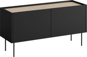 Szafka RTV Desin 120 cm z metalowymi nogami - czarny mat / dąb nagano