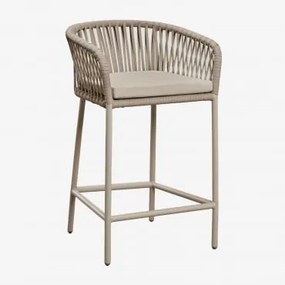 Taboret Barowy Z Podłokietnikami Z Aluminium I Plecionym Sznurkiem Arhiza Moka Brown & ↑65 Cm - Sklum