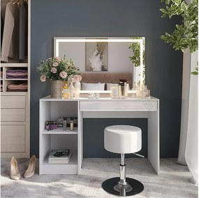 Stół do toalety biały/biały wysoki połysk 119.8x50.1x76 sherry