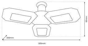 Lampa Warsztatowa 50W 4000K E27, garażowa, trójramienna