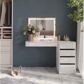 Stół toaletowy biały/biały wysoki połysk 120x50.1x76 sherry