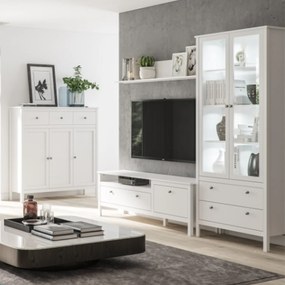 Komoda Trzydrzwiowa z Szufladami AZURA 132 cm do Salonu Sypialni Biała Skandynawska Nowoczesna