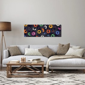 Obraz - Muzyczne płyty gramofonowe (z zegarem) (90x30 cm)