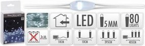 Drut świetlny Silver lights 80 LED, zimna biała, 395 cm