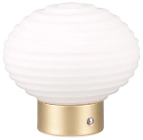 Lampa stołowa LED w biało-złotym kolorze ze ściemniaczem i szklanym kloszem (wys. 14,5 cm) Earl – Trio