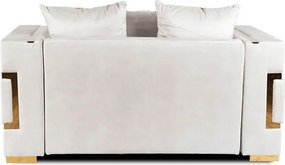 Sofa PALLAZO 2S Dwuosobowa Kremowo/Złota Welurowa Glamour