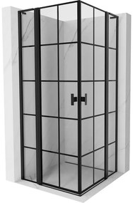 Mexen Mist L Duo kabina prysznicowa uchylna 110 x 110 cm, czarna kratka, czarna - 8A4L-110L-110P-70-77