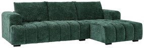 Kanapa narożna prawostronna zielona z fakturowanej tkaniny BENOLA