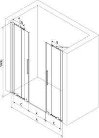 Mexen Velar Duo drzwi prysznicowe rozsuwane 170 cm, transparent, czarne - 871-170-000-02-70