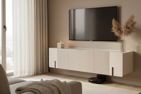 Szafka RTV Malmi 150 cm wisząca - kaszmir / crema bianca / czarny