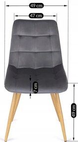 Krzesło Tapicerowane do Salonu RODRI Szare Welurowe Nowoczesne Loft